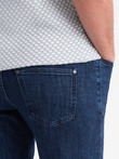 Klasyczne spodnie męskie jeansy SLIM FIT z elastanem – ciemnoniebieskie V3 OM-PADP-0216