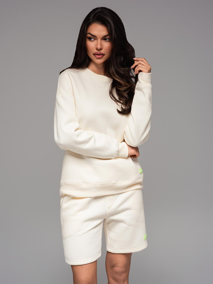Klasyczna bluza dresowa unisex z okrągłym dekoltem – kremowa V2 OU-SNBC-0104