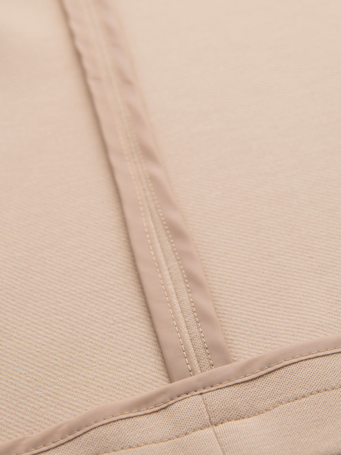 Męska marynarka SLIM z dzianiny o subtelnej strukturze – beżowa V5 OM-BLZB-0101