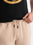 Męskie bawełniane spodnie joggery dresowe BASIC – beżowe V6 OM-PABS-0174