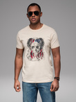 Bawełniany t-shirt męski z nadrukiem w stylu rockowym – kremowy V1 OM-TSPT-0199
