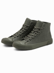 Wysokie buty męskie trampki z gumowym noskiem – oliwkowe V4 OM-FOSH-0138