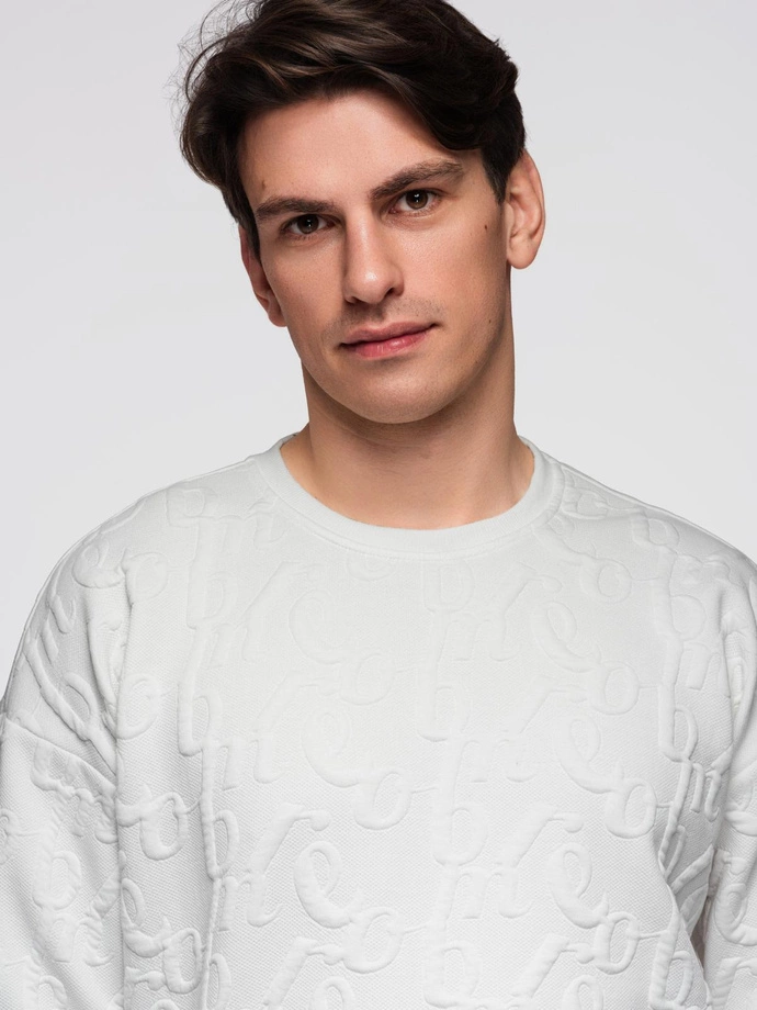 Bluza męska RELAXED FIT z tłoczonymi literami – ecru V2 B1712