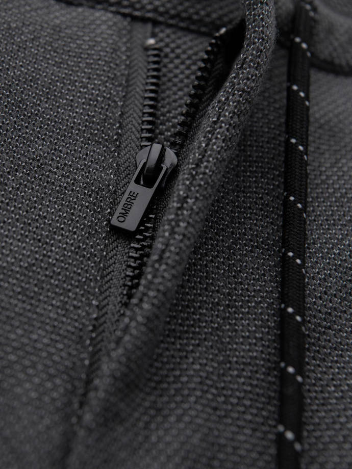 Dzianinowe spodnie męskie z gumką w pasie - ciemnoszare V2 P1514