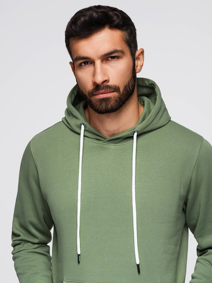Bluza męska dresowa BASIC kangurka z kapturem - zielona V3 B1674
