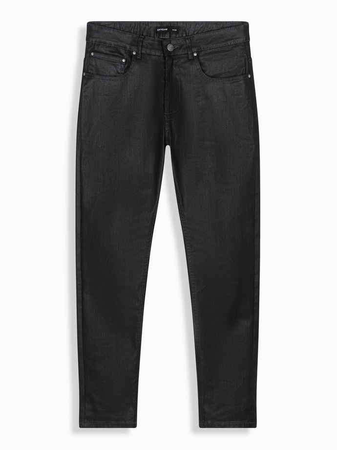 Męskie woskowane spodnie jeansowe SLIM FIT – czarne V3 OM-PADP-0149