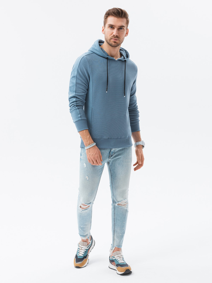 Bluza męska z kapturem - niebieska B1155