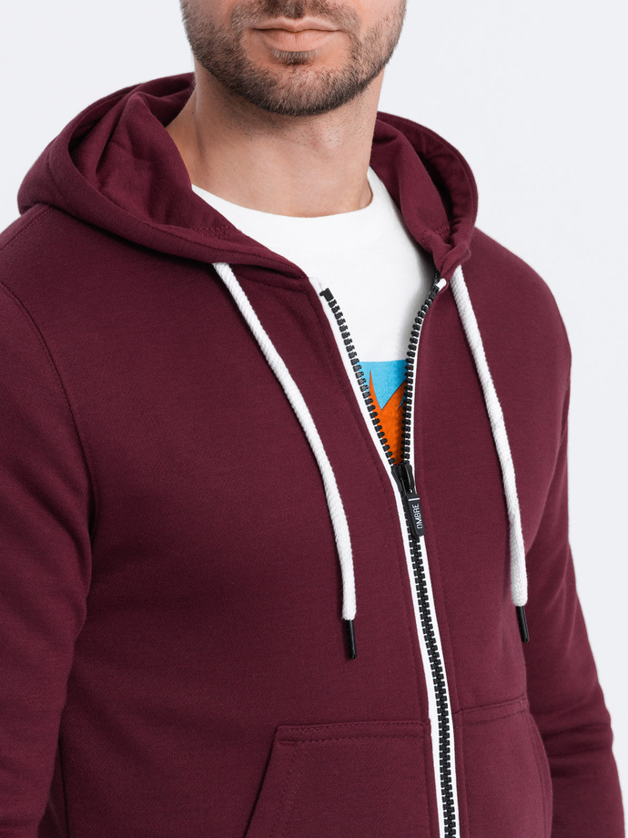 Bluza męska rozpinana z kapturem BASIC - burgundowa V14 B977