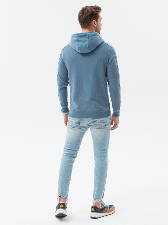 Bluza męska z kapturem - niebieska B1155