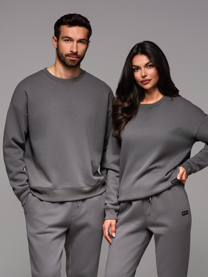 Dresowa klasyczna bluza unisex z okrągłym dekoltem – szara V18 OU-SNBC-0104