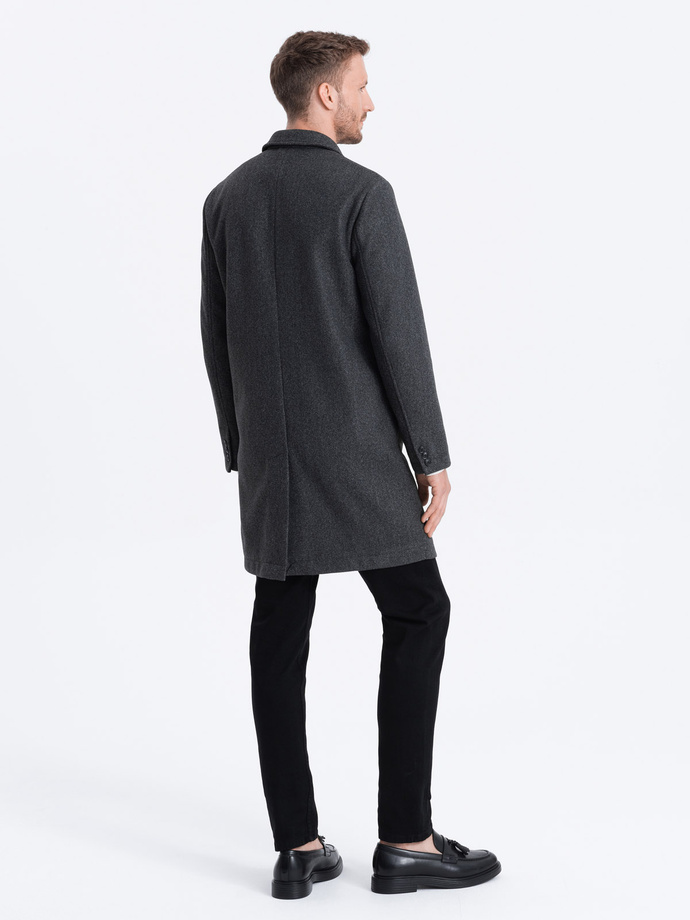 Męski lekki płaszcz jednorzędowy - grafitowy V5 C636