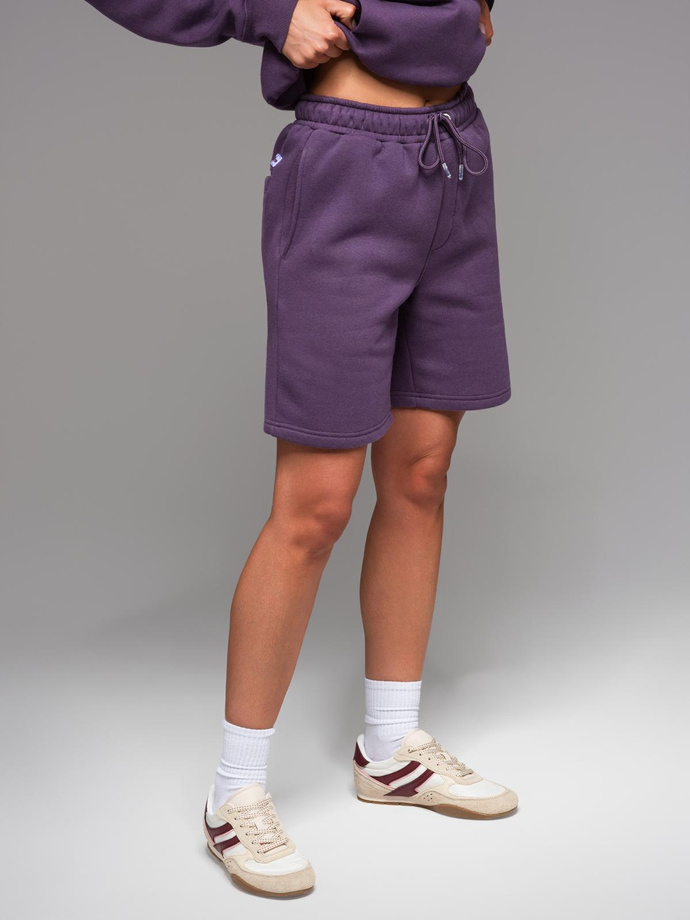 Dresowe szorty unisex ze ściągaczem w pasie – fioletowe V13 OU-SRBC-0101