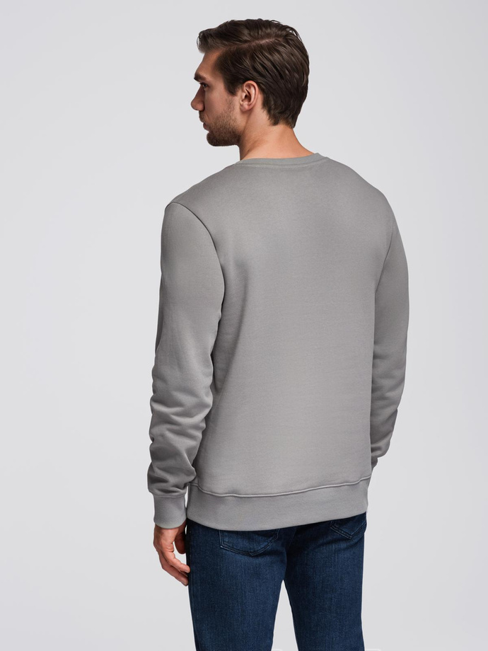 Bluza męska dresowa BASIC z okrągłym dekoltem - szara V8 OM-SSBN-0175
