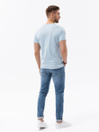 T-shirt męski bawełniany BASIC - jasnoniebieski V19 S1370