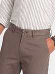 Jednolite spodnie męskie chino SLIM FIT – brązowe V1 OM-PACP-0183