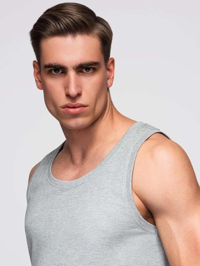 Męska bawełniana koszulka tank top BASIC – szary melanż V2 OM-TSBT-0192