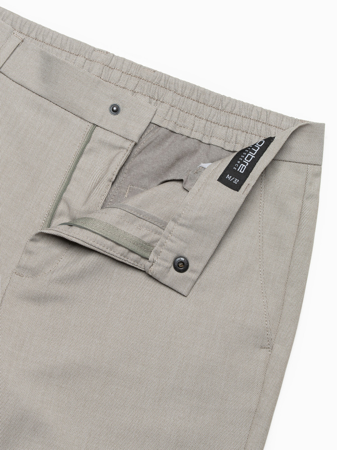 Spodnie męskie chino z gumką w pasie SLIM FIT - jasnoszare V1 OM-PACP-0157