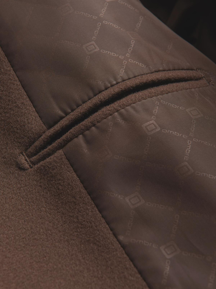 Marynarka męska casual z ozdobnymi guzikami na mankietach -  jasnybrąz V2 OM-BLZB-0118