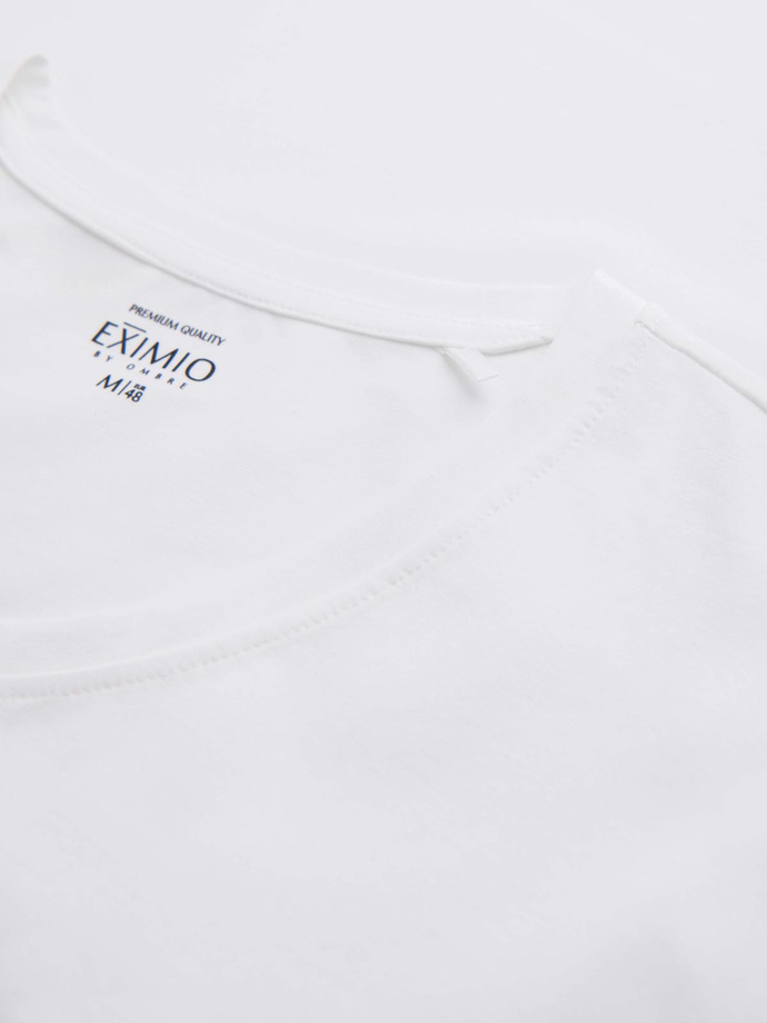 Męski longsleeve V-neck SLIM FIT z elastanem i printem – biały V2 OM-LSBC-0123