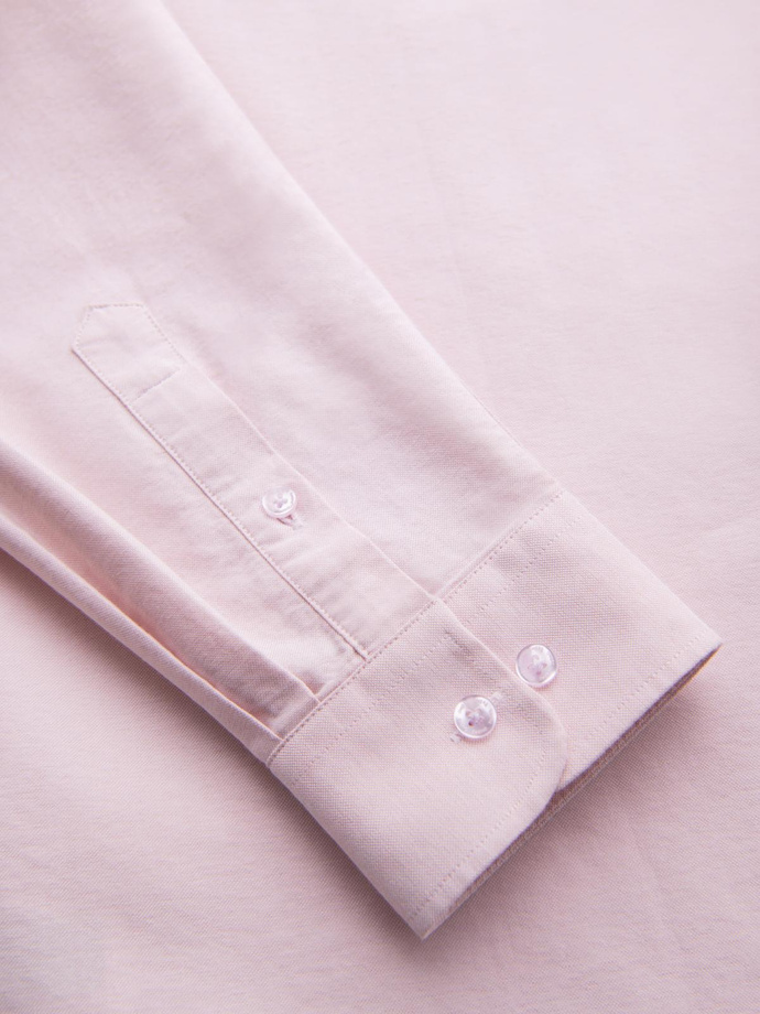 Bawełniana pastelowa męska koszula typu oxford – jasnoróżowa V1 OM-SHOS-0183