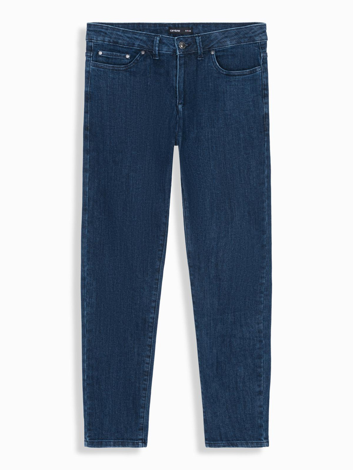 Klasyczne spodnie męskie jeansy SLIM FIT z elastanem – ciemnoniebieskie V3 OM-PADP-0216