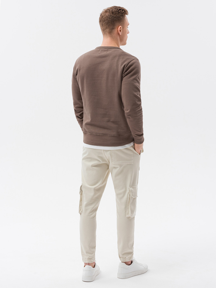Bluza męska bez kaptura bawełniana - brązowa B1146