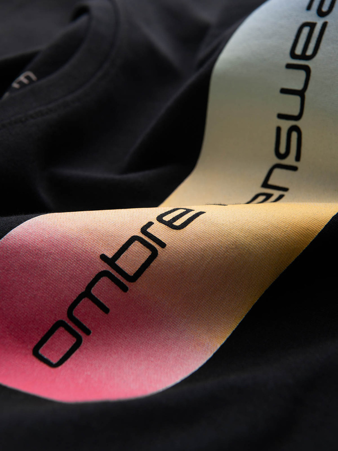 T-shirt męski bawełniany z nadrukiem - czarny V1 S1750