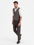 Męska elegancka kamizelka w jodełkę SLIM FIT - grafitowa V2 OM-BLZV-0143