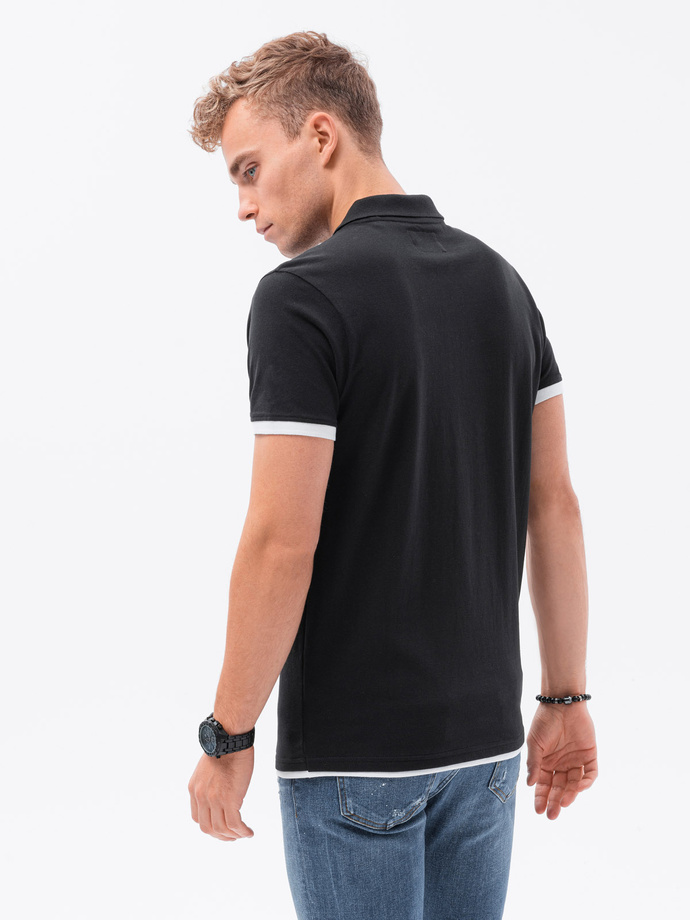 Koszulka męska polo bawełniana - czarna V8 S1382
