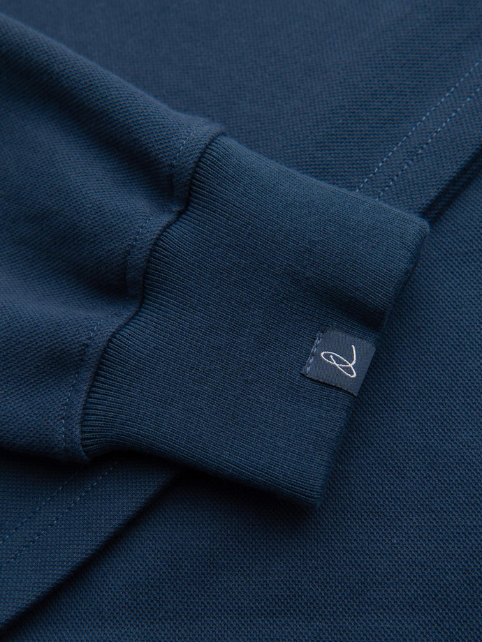 Bluza męska z kołnierzykiem polo ze strukturalnej dzianiny - ciemnoniebieska V5 OM-SSNZ-0149