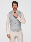 Garniturowa żakardowa męska kamizelka bez klap - jasnoszara V1 OM-BLZV-0106