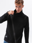 Bluza męska z obszernym kominem i ozdobnymi zamkami STOCKHOLM - czarna B1364