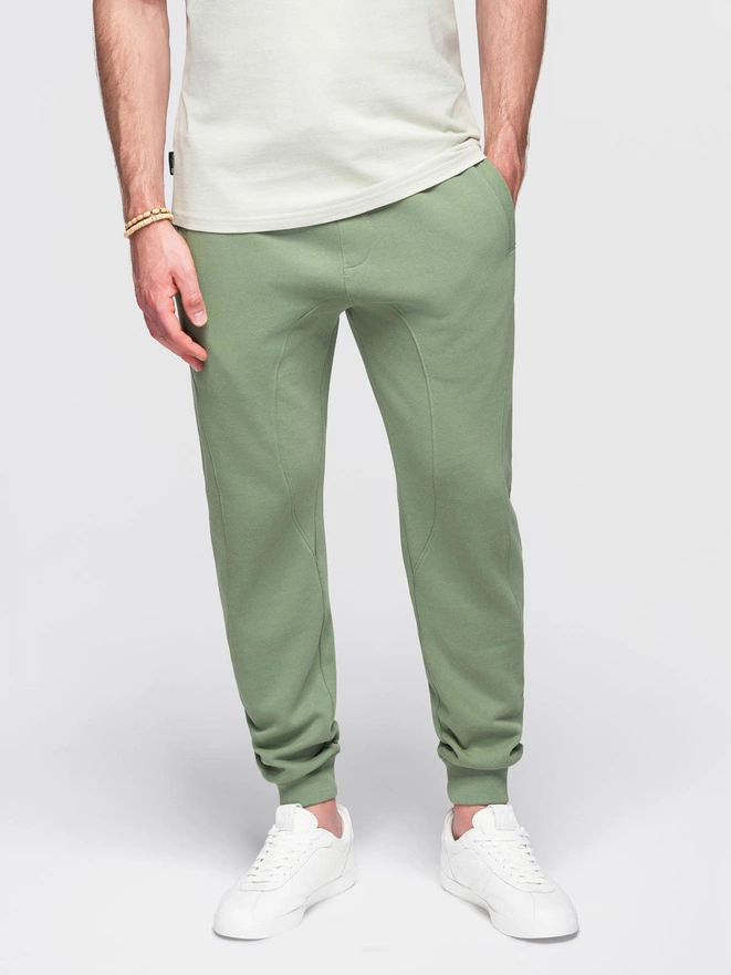 Spodnie męskie dresowe typu jogger - zielone V3 OM-PABS-0173