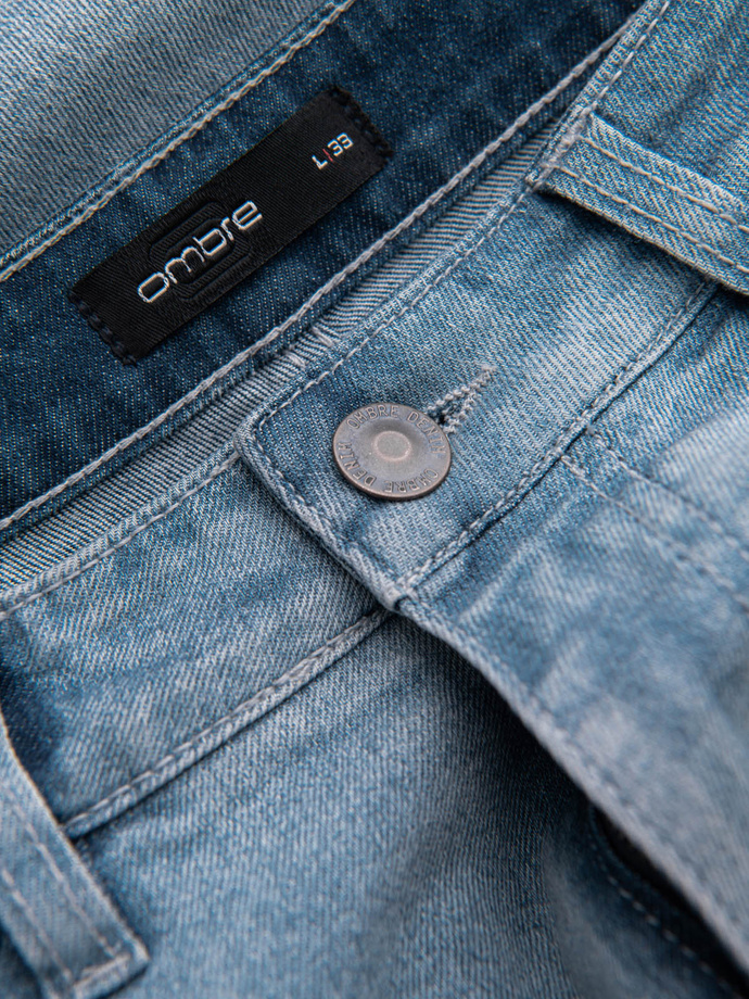 Jeansowe krótkie spodenki męskie z delikatnym washem – jasnoniebieskie V1 OM-SRDS-0145