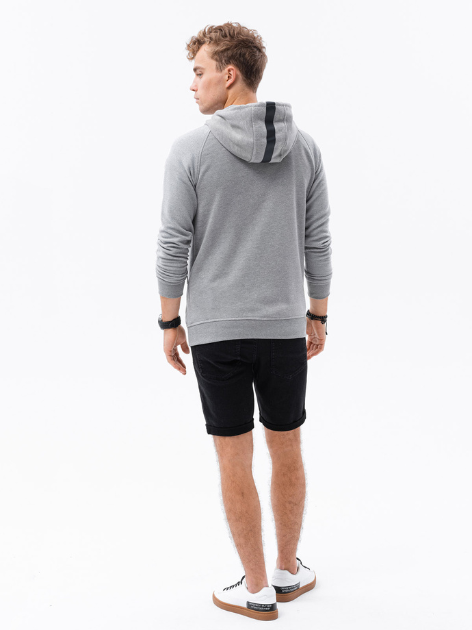 Bluza męska rozpinana z kapturem - szary melanż V3 B1083