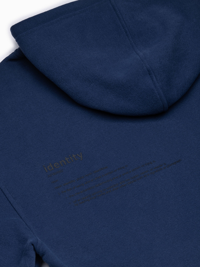 Bluza męska rozpinana hoodie z nadrukami - granatowa V3 B1423
