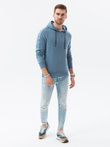Bluza męska z kapturem - niebieska B1155