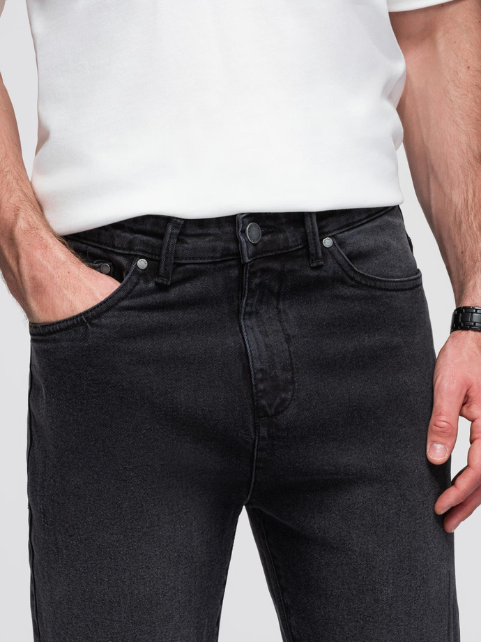 Męskie spodnie jeansowe JOGGERY z klasyczna opaśnicą - czarne V3 OM-PADJ-0265