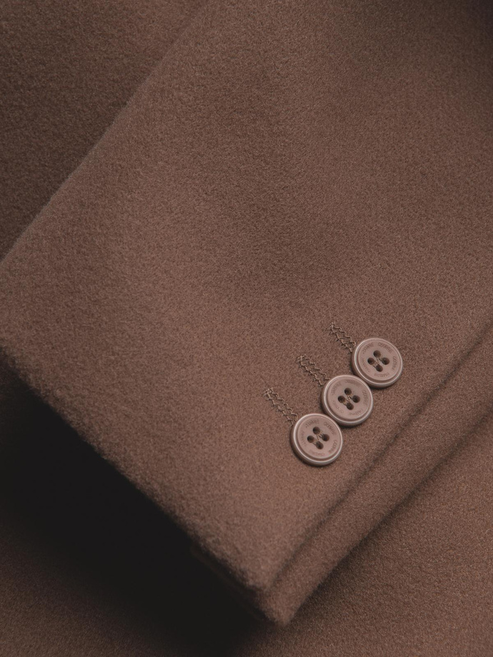 Marynarka męska casual z ozdobnymi guzikami na mankietach -  jasnybrąz V2 OM-BLZB-0118