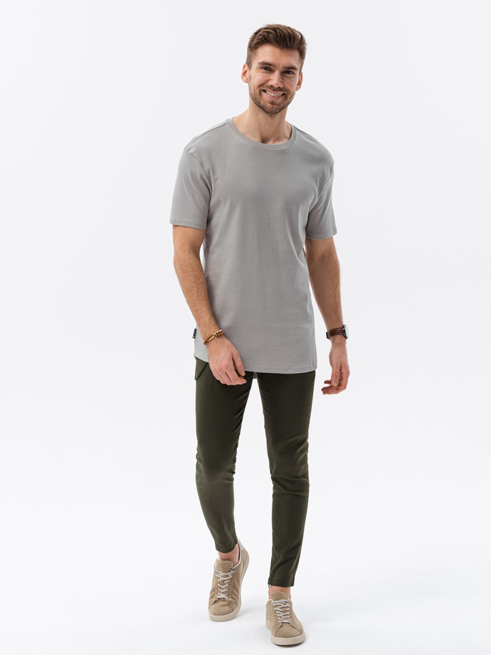T-shirt męski bawełniany z nadrukiem - popielaty V3 S1387