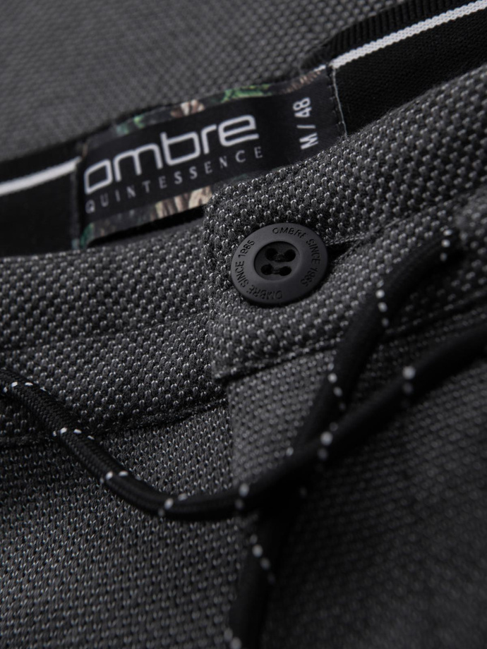 Dzianinowe spodnie męskie z gumką w pasie - ciemnoszare V2 P1514