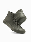 Wysokie buty męskie trampki z gumowym noskiem – oliwkowe V4 OM-FOSH-0138