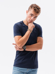 T-shirt męski bawełniany BASIC - granatowy V2 S1370