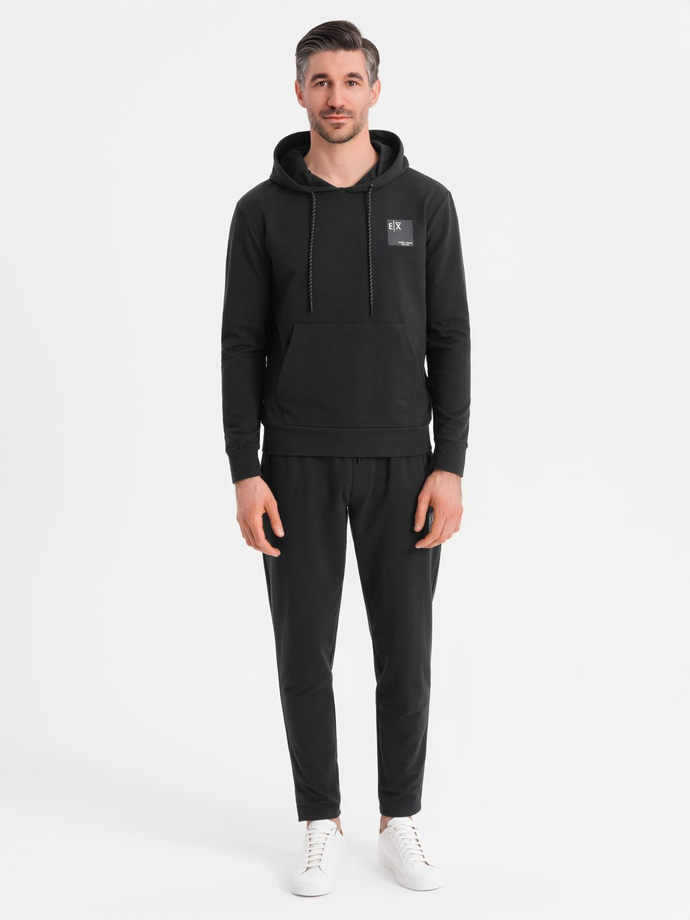 Komplet dresowy męski bluza z kapturem + spodnie dresowe - czarny V1 Z107