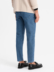 Marmurkowe spodnie męskie jeansowe CARROT FIT – ciemnoniebieskie V2 OM-PADP-0225