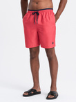 Męskie spodenki kąpielówki z dwukolorowym ściągaczem – koralowe V4 OM-SRBS-0141