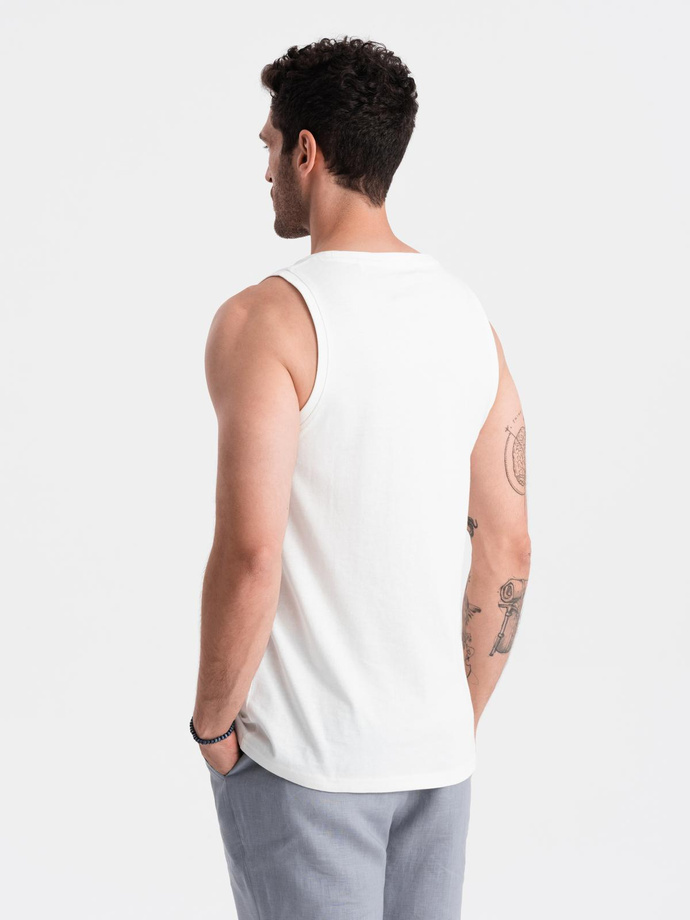 Męska bawełniana koszulka tank top BASIC – biała V1 OM-TSBT-0192