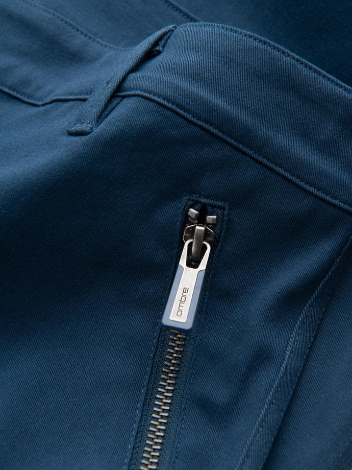 Męskie spodnie cargo STRAIGHT LEG z zapinanymi na zamek kieszeniami – ciemnoniebieskie V1 OM-PACG-0204