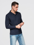 Męski longsleeve BASIC z kołnierzykiem polo – granatowy V3 OM-POBL-0162