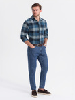 Koszula męska flanelowa w kratę - niebieska V4 OM-SHCS-0150